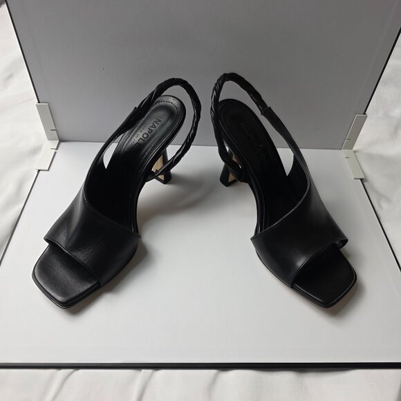 Napoleoni Made in Italy black leather slingback heels - Picture 1 of 3